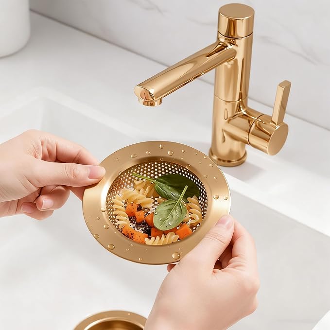 Retisee 2 Pcs Kitchen Sink Drain Strainer 4.4 Inch, Champagne Bronze - Image 4