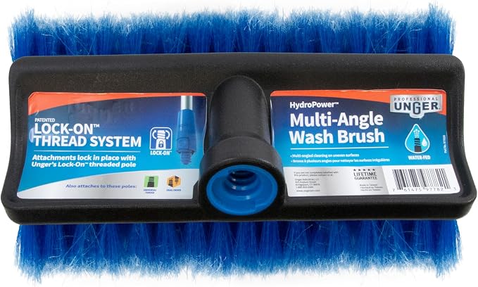 Unger Professional Lock-On HydroPower 10” Bi-Level Soft Wash Brush, Compatible - Image 11