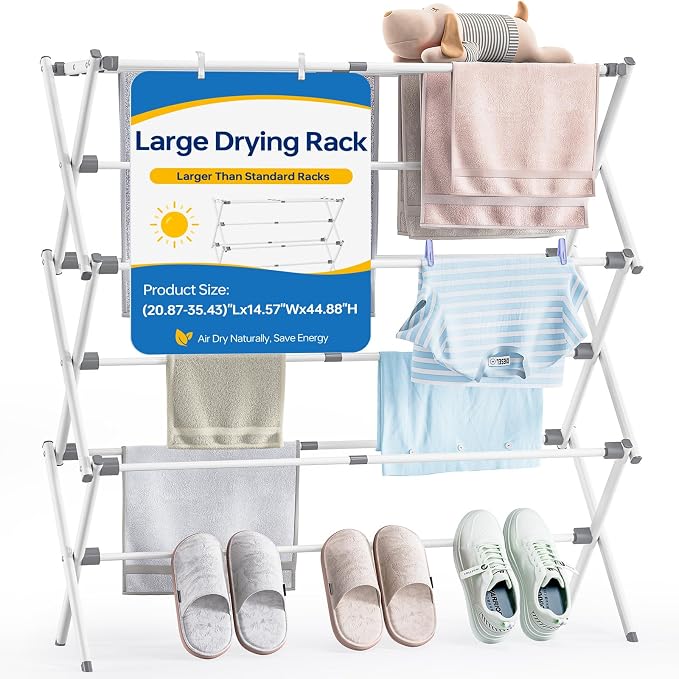 Extra Large Clothes Drying Rack, 14.57" D × 44.88" H | Foldable & Extendable by APEXCHASER