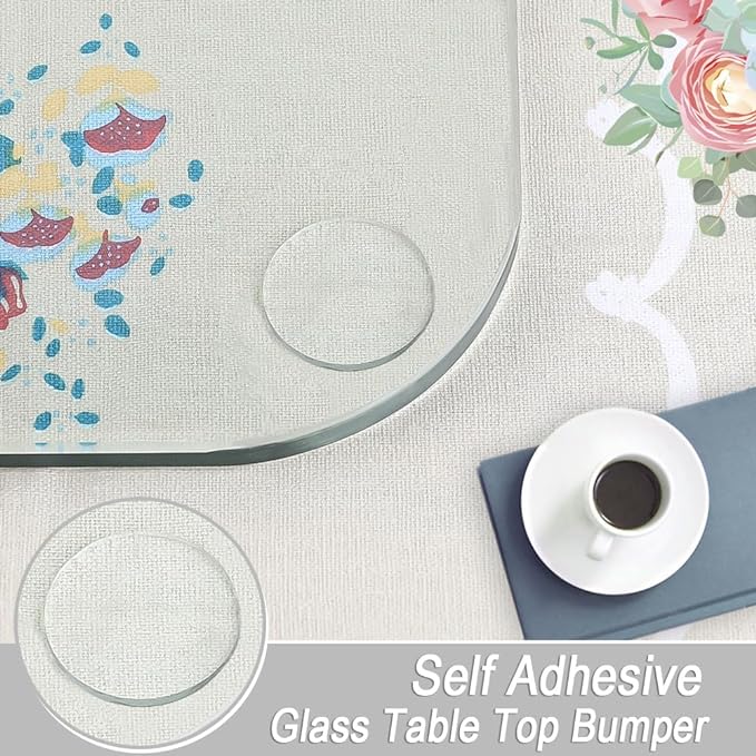 Extremely Large Size Soft Self Adhesive Glass Table Top Bumper, Transparent Anti Slide and Scratch for Heavy Glass Table, Rubber Pad to Avoid The Movement of Glass (Round, 20 PCS)