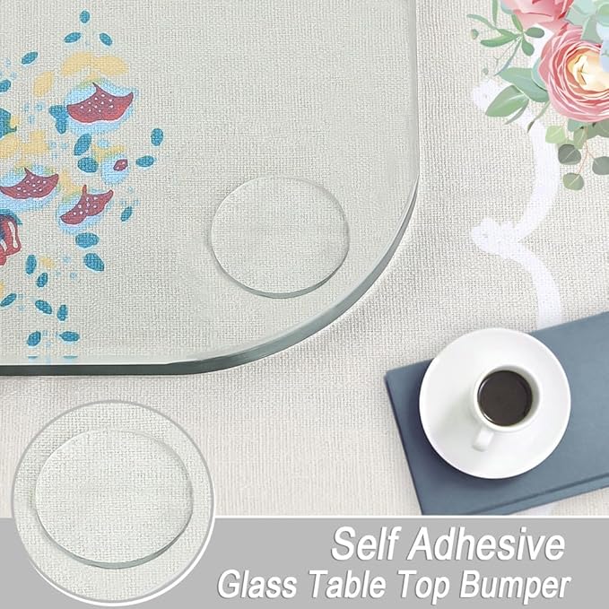 Extremely Self Adhesive Soft Glass Table Top Bumper, Transparent Anti Slide and Scratch for Glass Table, Rubber Pads for Glass Table Top Spacer. to Avoid The Movement of Glass (Round, 24 PCS)