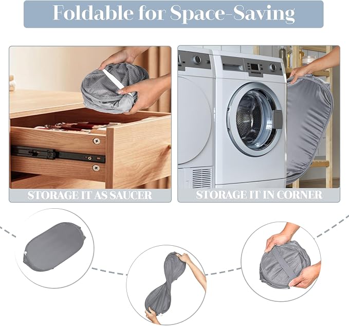 Durable Collapsible Laundry Baskets, Mesh Pop Up Laundry Hamper - Image 6