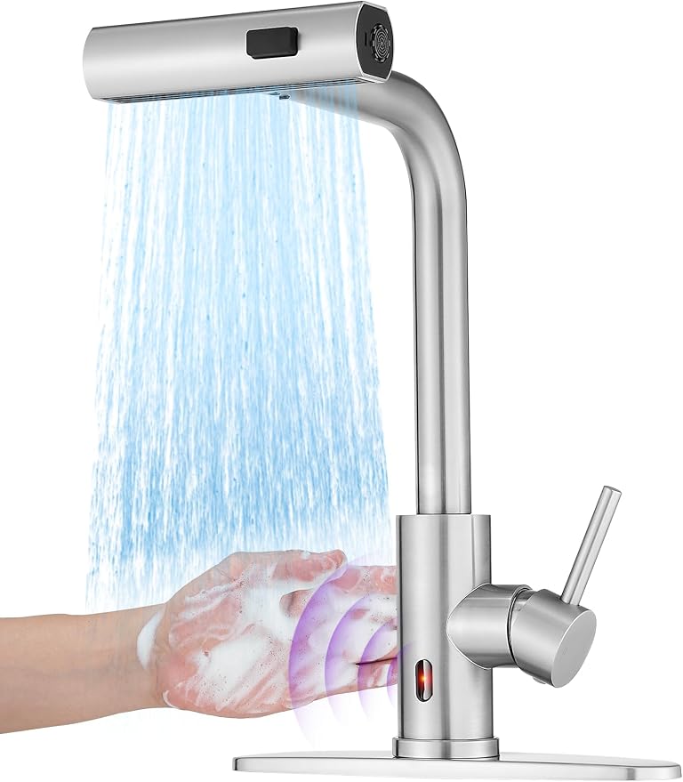 Touchless Kitchen Faucets with Pull Down Sprayer, Waterfall Kitchen Sink Faucet by JOOM