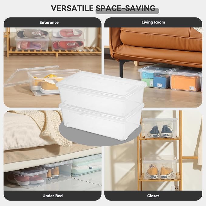 novelinks 8 Pack 6 Quart Clear Plastic Shoe Storage Bins - Image 3