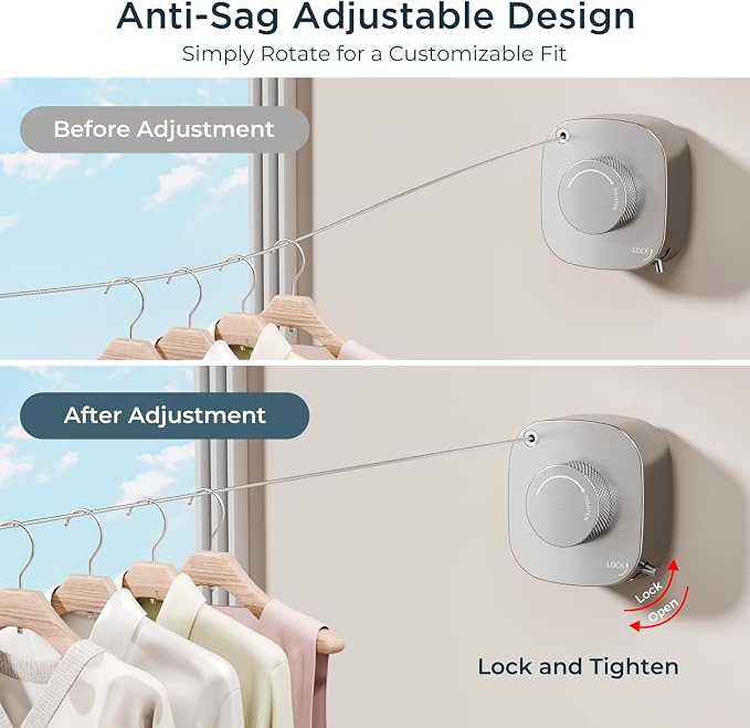 FORIOUS 13.8 Ft Retractable Clothesline, Non-Sagging - Image 4