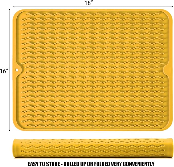 Silicone Dish Drying Mat, Non-Slip Easy Clean Sink Mat, Large Heat-resistant - Image 2