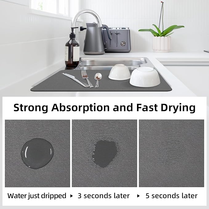 LOPNUR Small Dish Drying Mat for Kitchen Counter, Quick-Drying & Heat-Resistant - Image 3