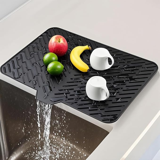 Silicone Dish Drying Mat for Kitchen Counter, Hangable & Roll-Up for - Image 2
