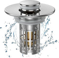 Bathroom Sink Drain Strainer, Pop Up Sink Drain Filter with Removable Stainless Steel Filter Basket Hair Catcher, Sink Drain Strainer, for Us Bathroom Sink Stopper Replacement