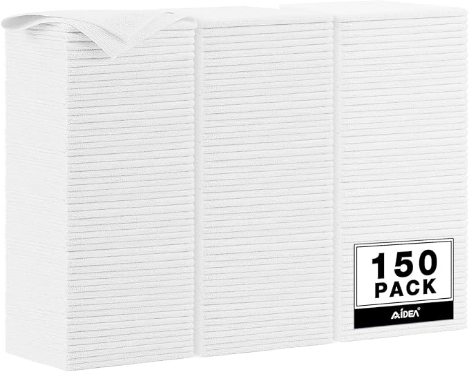 AIDEA White Microfiber Cleaning Cloth 150PK, Cleaning Rags 12×12" | Microfiber by AIDEAHOME
