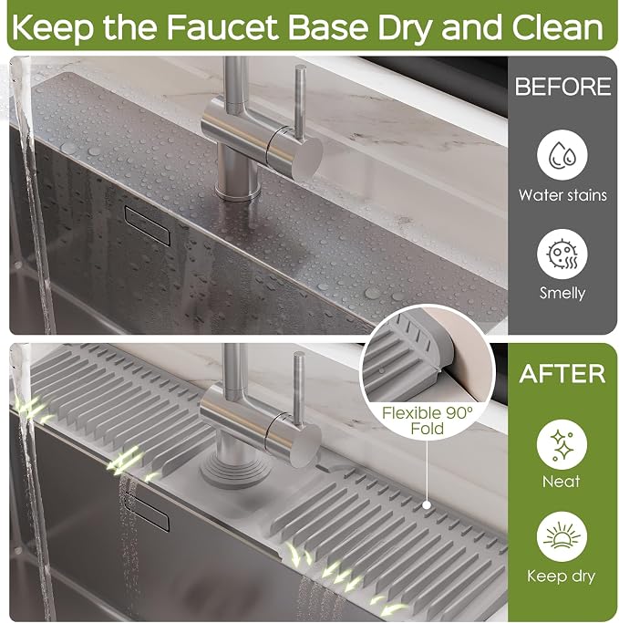 24 Inch Silicone Faucet Mat for Kitchen Sink Splash Guard – 2025 Upgraded - Image 4