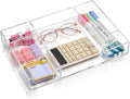 Briwooody Clear Acrylic Drawer Organizer, 6 Compartments, Large | 12.8 x 8.8 x by Briwooody