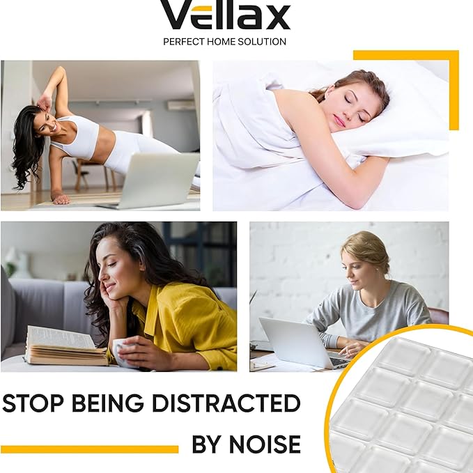 20 Clear Silicone Bumper Blocks – 1" x 1" Anti-Slip Pads for Cabinets, Glass Table Tops, and Chairs – Wall Protector & Soft-Close Noise Dampening Pads by Vellax