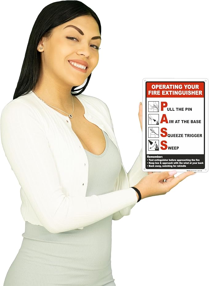 Brimar - 7 x 10" - Operating Your Fire Extinguisher Sign - Polyethylene Plastic - Easy Installation - Versatile Use