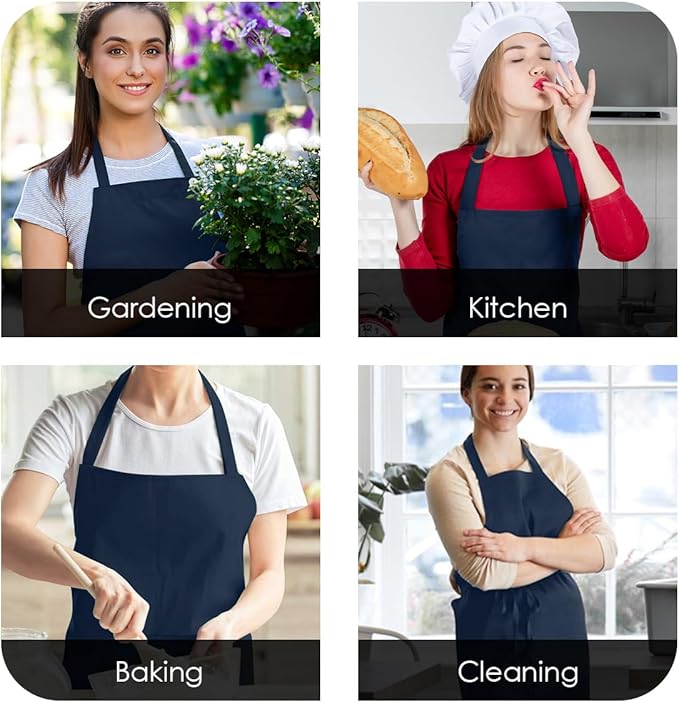 Aprons for Men - 100% Polyester Chef Apron Women with Extra Long Ties - Cooking Aprons for Women & Mens Apron