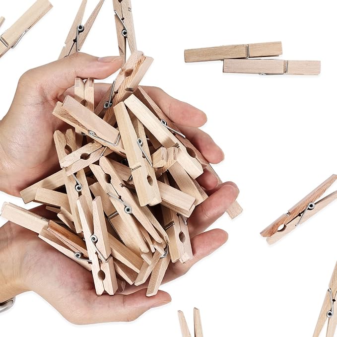 50 Pack Clothes Pins Wooden 2.9 Inch Wood Clothespins Heavy Duty Large | Close - Image 7