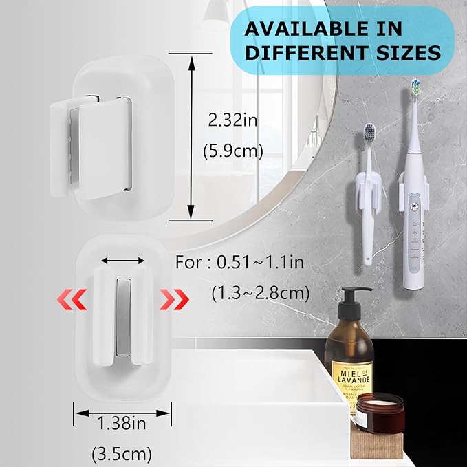 2PCS Wall Mounted Electric Toothbrush Holder, Adhesive & Waterproof Holder | - Image 3