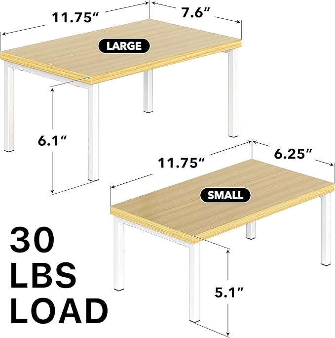 Simple Houseware Expandable Stackable Cabinet and Counter Shelf Organizer with Wooden Surface, 7.6'' D x 11.75'' W x 6.1'' H, Oak