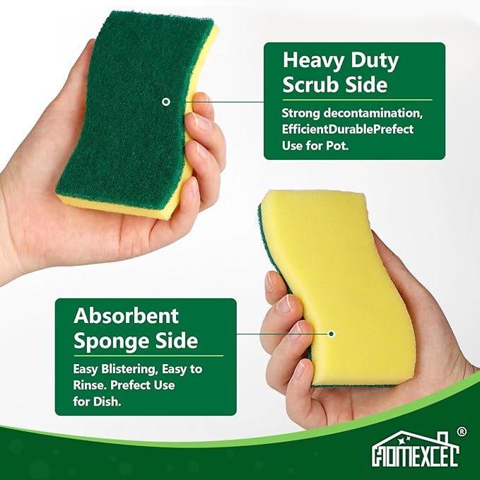 HOMEXCEL 24PK Sponges Kitchen, Heavy Duty Dish Scrubber Sponge - Image 2
