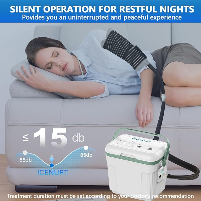 Cold Therapy Machine w/Programmable Timer, Ice Machine for Knee After Surgery, Knee Replacement Recovery, Cryotherapy System Pain Relief, Universal Pad for Shoulder, Hip and Ankle