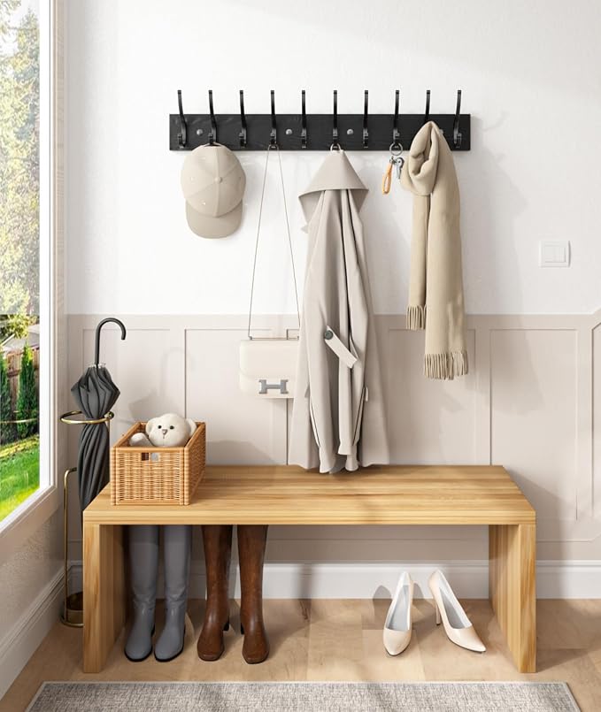 Optish 2 Pack Wooden Coat Rack Wall Mount, 16.1" Rustic Coat Hanger Hooks Wall - Image 4