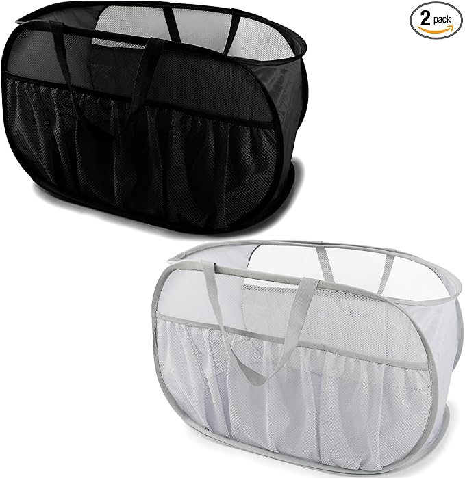 2 Pack Collapsible Laundry Baskets, Upgrade Pop Up Laundry Hamper by BATTOO