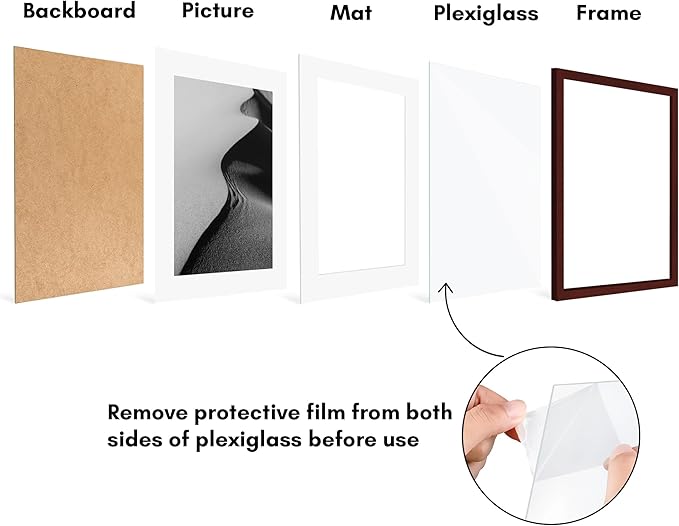 Americanflat 17x23 Picture Frame with Polished Plexiglass - Set of 5 - Use as 13x19 Frame with Mat or Display 17x23 Photo Without Mat - Galleria Collection - Picture Frames for Wall Display - Mahogany