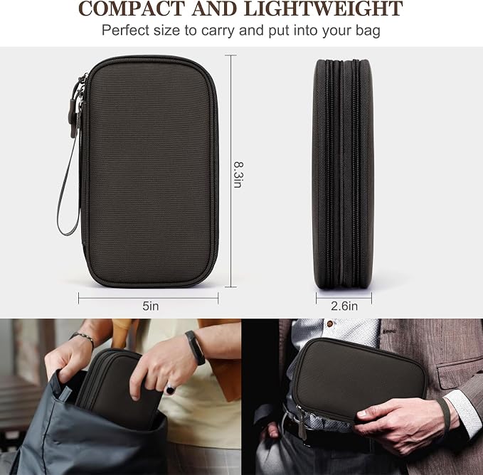 FYY Electronic Organizer, Travel Tech Pouch Bag, Coffee | Wrist Strap, - Image 2