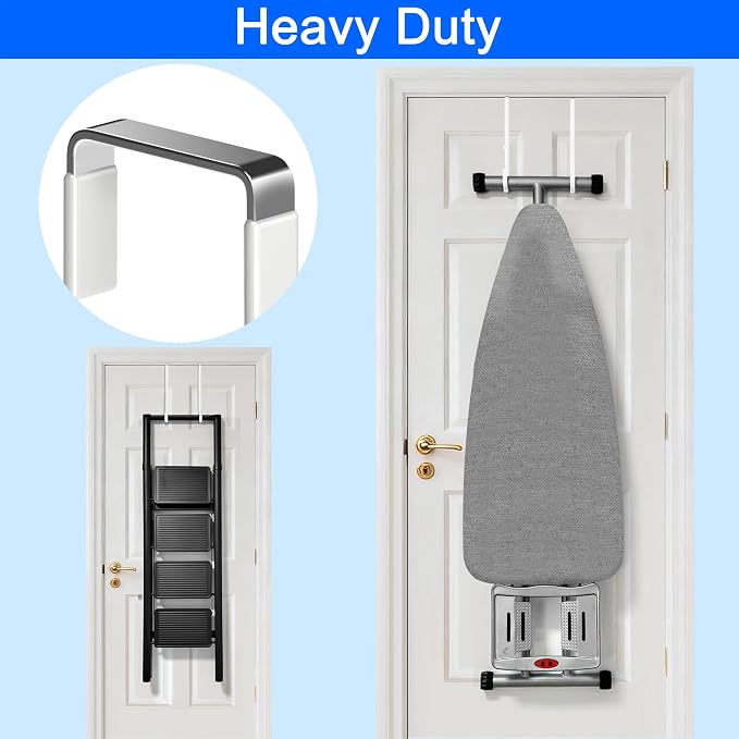 Single Long Over Door Steel Hooks 4 Pack Fit 1-3/8" Door 10" White | Plastic - Image 5