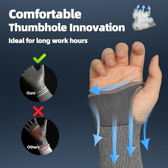 Schwer AIR-SKIN ANSI A6 Cut Resistant Arm Sleeves for Men&Women S903, 22in Non-PFAS Arm Protectors for High Risk Work, Arm Protectors for Thin Skin, Gardening Sleeves for Farming, Lightweight
