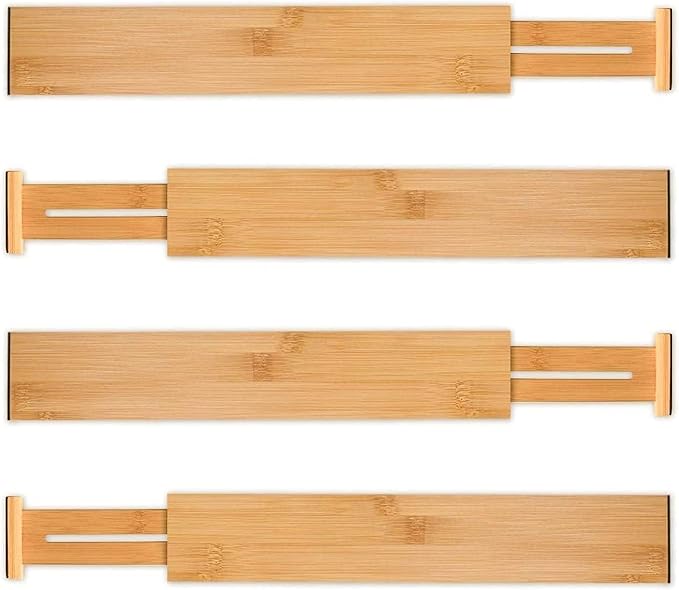 Utoplike 4 Pcs Bamboo Kitchen Drawer Dividers, Large Drawers Organizers | - Image 9