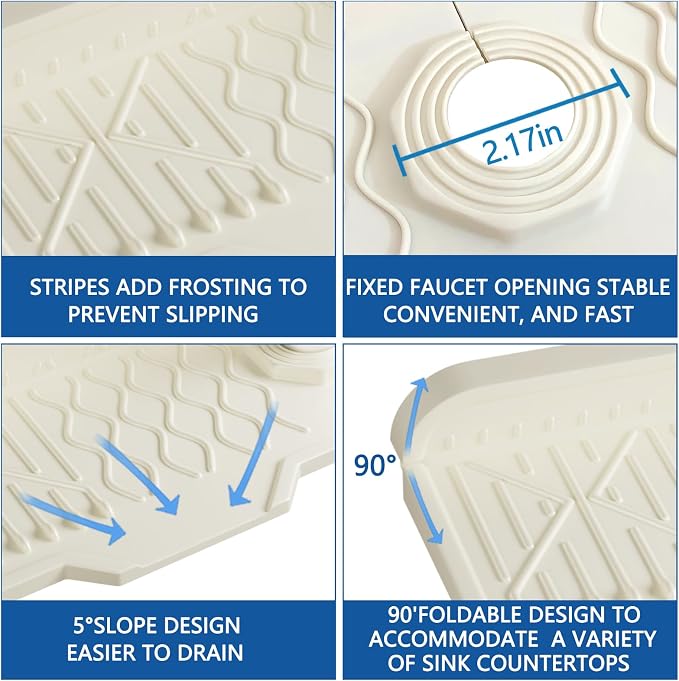 Silicone Sink Mat Splash Guard-17" x 6'' Sink Splash Guard, Kitchen Sink - Image 8