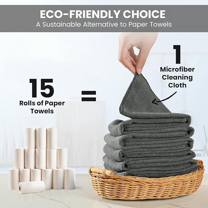 34 Pack Microfiber Cleaning Cloth, 3 Assorted Colors Cleaning Rags - Image 6