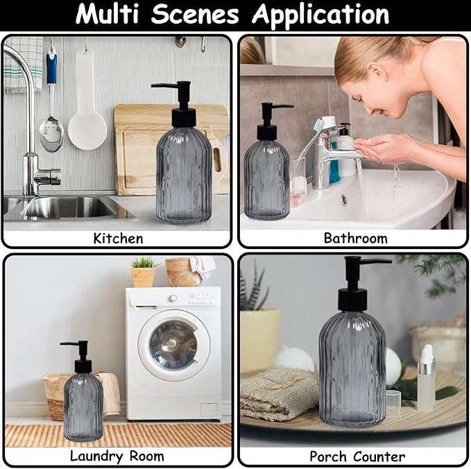 YYTSGG Gray Glass Soap Dispenser Set - Image 5