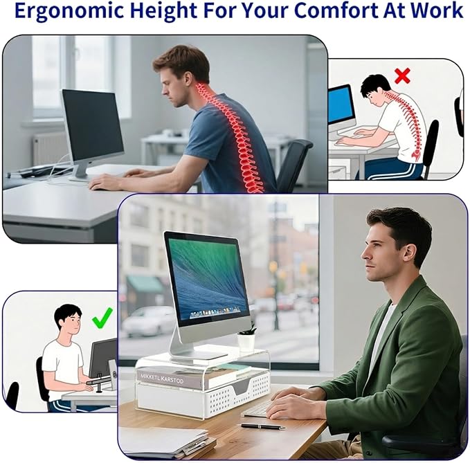 Desk Organizer and Accessories, 2-Tier Computer Monitor Stand Riser - Image 2