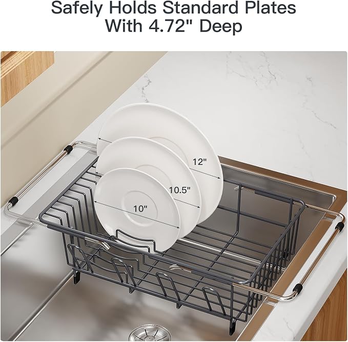 Grey Dish Drying Rack Over The Sink - Image 7