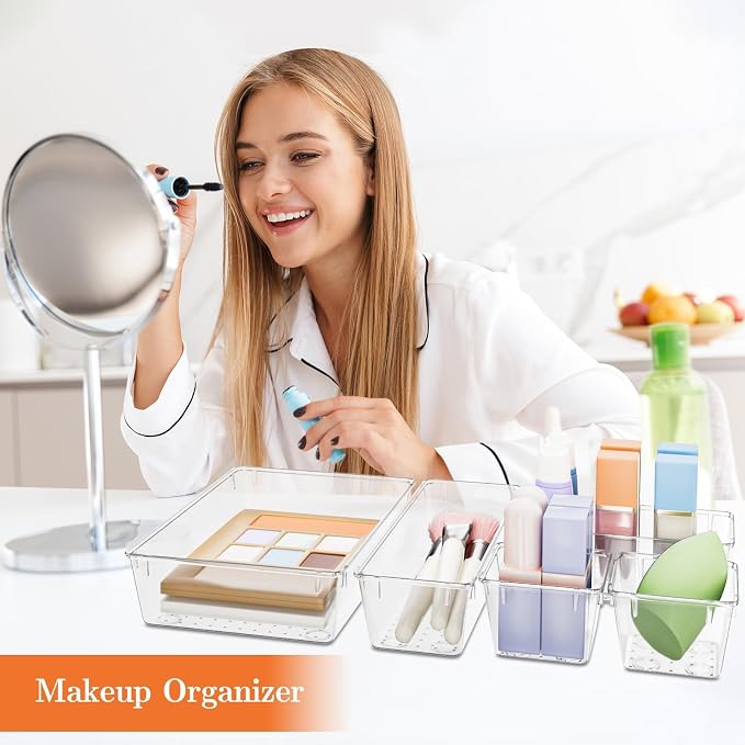 SpaceHacks 25 PCS Plastic Drawer Organizer, 4-Size Versatile Organizer Trays & - Image 5
