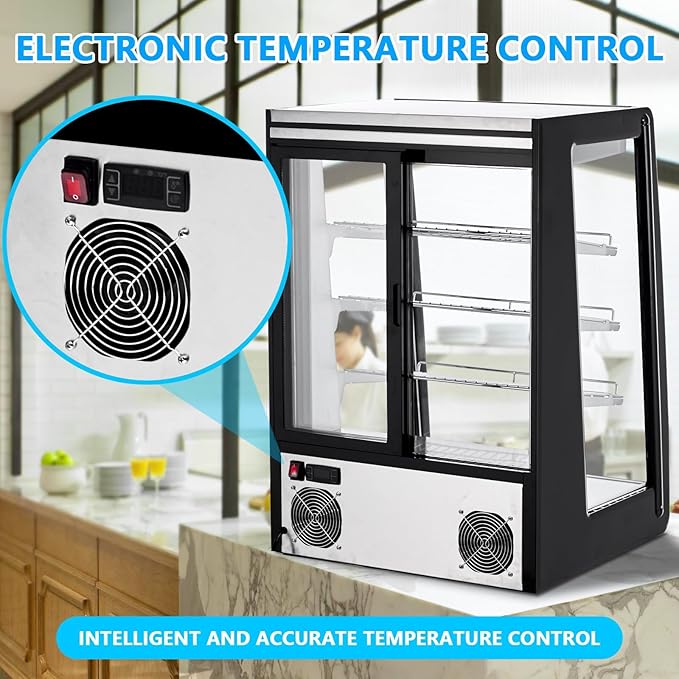 5.2 Cu.Ft Commercial Countertop Display Refrigerator, Glass Door Merchandiser with LED Lighting, Adjustable Shelves, Anti-Fog, Fast Cooling for Bakery, Cafe, Restaurant