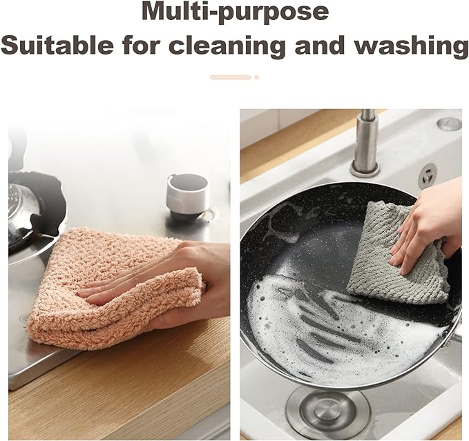 K&janet6am Dish Towels for Kitchen, 8 Pack Premium Coral Velvet Dish Cloths for - Image 4