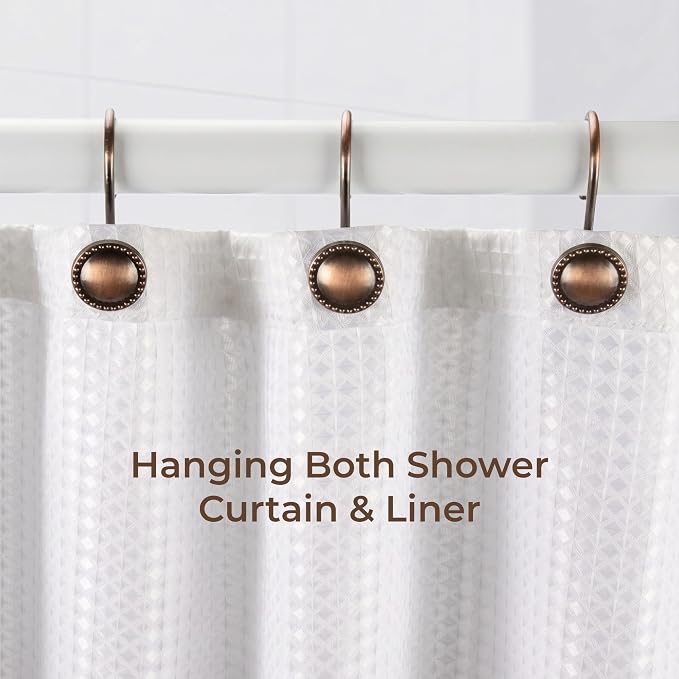Shower Curtain Hooks, Rust-Resistant Decorative Rings, Bronze | Heavy-Duty - Image 6