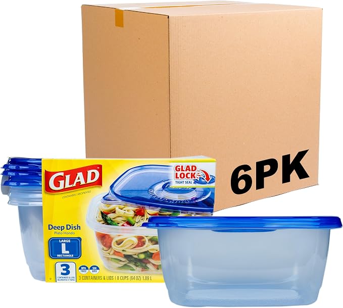Glad GladWare Deep Dish Food Storage Containers, 64 Oz, and meal prep in a by GladTrashFoodStorage