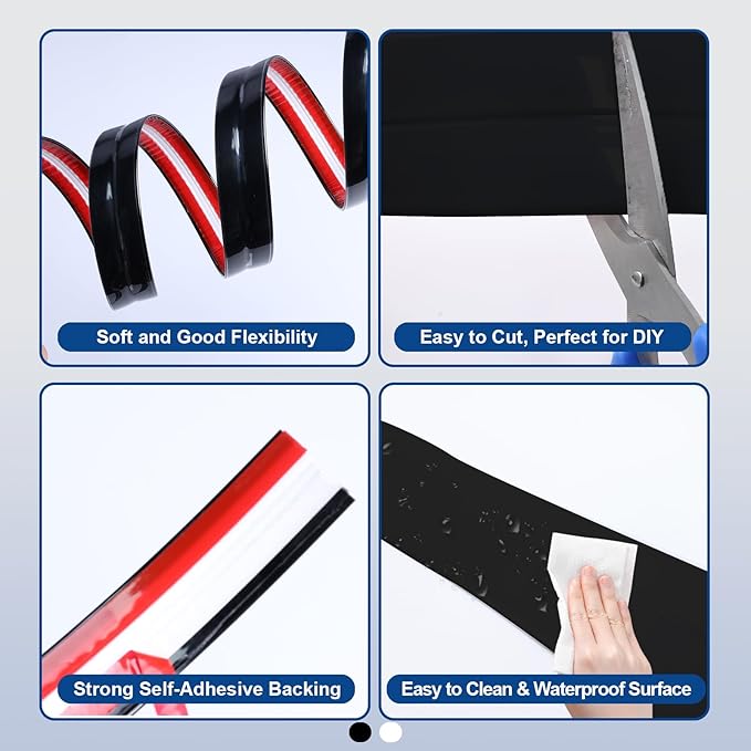 Storystore Wall Corner Protector Moulding Trim 2.4 in x 42.7 Ft,Peel and Stick Corner Moulding Trim, Self Adhesive Corner Guards Edge Protector for Wall Edge Corner, Countertop,Black