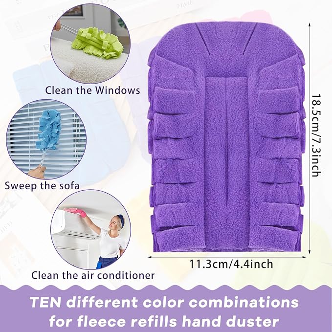 Zubebe 20 Pcs Reusable Duster Refills Fleece, Vivid Color | Soft Polyester - Image 2