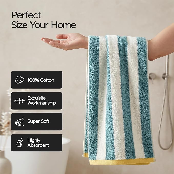 REDKISS Striped Hand Towels for Bathroom, Kitchen Decor, Guest Use, Ultra Soft - Image 3