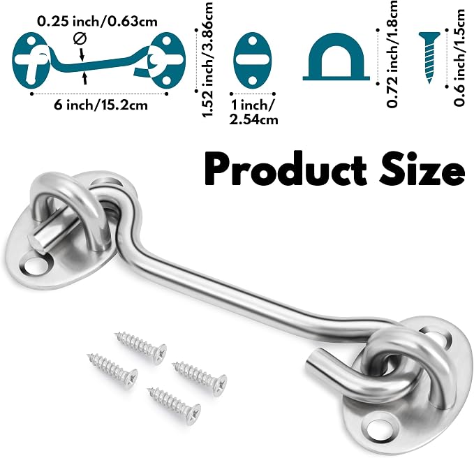 6 Inch Privacy Hook and Eye Latch - Image 2