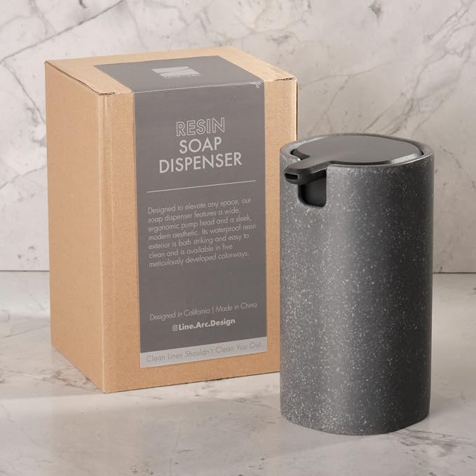 LINE+ARC Modern Easy-to-Press Soap & Lotion Dispenser, Slate | Ergonomic - Image 6
