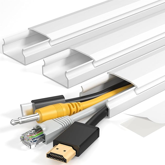 Yecaye TV Cord Hider, 42in Cord Cover Wall Mounted, W1.18in H0.6in, Wire Covers by Yecaye