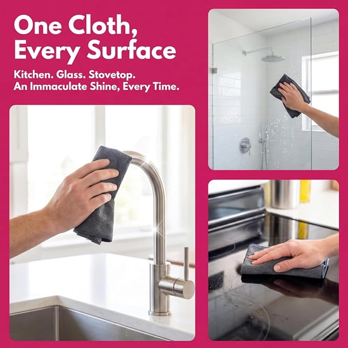5PC Genie Cloth Magic Cleaning Cloths, Reusable Microfiber Cleaning Cloth - Image 7