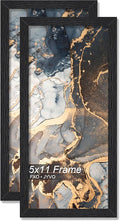Engineered Wood 5x11 Picture Frame Set of 2, Black Frame for 5 x 11 Inch Picture Poster Photo, Light Weight 5 by 11 Frame with Wood-grain for Wall - 2 Pack/Black/5"x11"