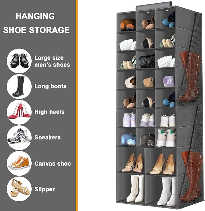 Hanging Shoe Organizer for Closet, Closet Hanging Shoe Storage Rack Holder - Image 4